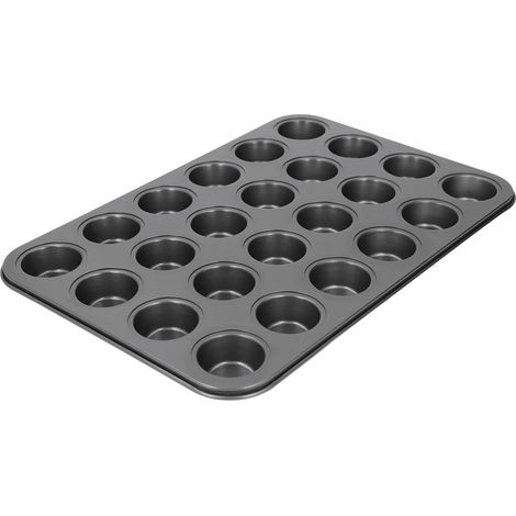 Moule à muffins antiadhésif en acier au carbone, 24 cavités, petit moule rond pour crêpes et cupcakes, idéal pour la cuisine. (1/5)
