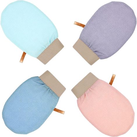 Gants exfoliants pour hammam (lot de 4), gants exfoliants unisexes pour le corps, gants favorisant la circulation sanguine et l'élimination des squames cutanées (1/5)