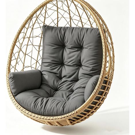 Coussin de siège suspendu imperméable avec accoudoirs renforcés pour fauteuil suspendu, balançoire suspendue et paniers suspendus Gris (1/5)