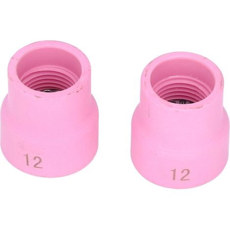 Ensemble de deux buses en céramique pour soudage à l'arc à l'argon, 12/14, adaptées aux modèles WP9/17/18/20/25/26 (couleur rose). (1/5)