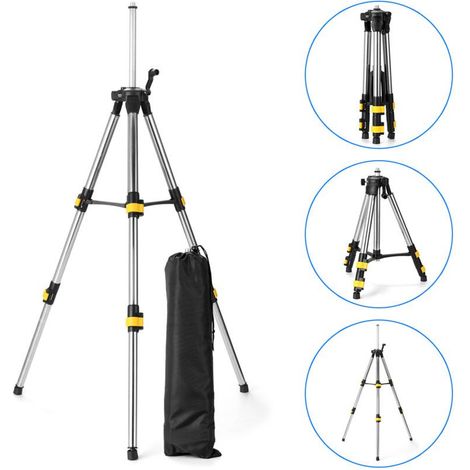 Laser-Nivellierstativ, Teleskopstativ, Stativ mit 1,2 m Edelstahl-Verlängerungsstange, Laser-Nivellierständer mit Libelle Crezuo (1/5)