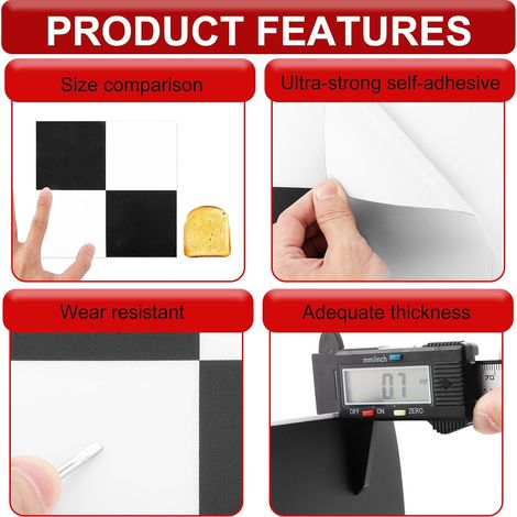 16 pcs revêtements de sol en PVC autocollants en vinyle 20 x 20 cm Échiquier, sol en vinyle noir et blanc, autocollant de sol, en vinyle, imperméable (1/4)
