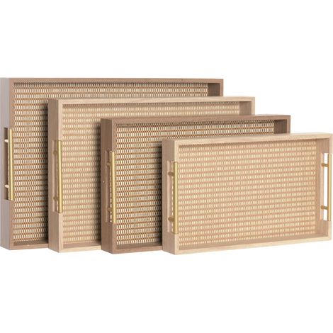 Bandeja Decoracion Set 4 Madera 52X36X6 Marron (1/4)