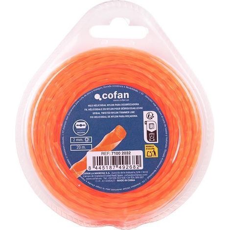 Hilo helicoidal de nylon para desbrozadora 20 m x 2 mm (1/5)