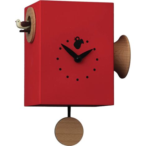 Orologio a Cucù da Parete 15X16X11Cm Pirondini Italia Trombettino Rosso