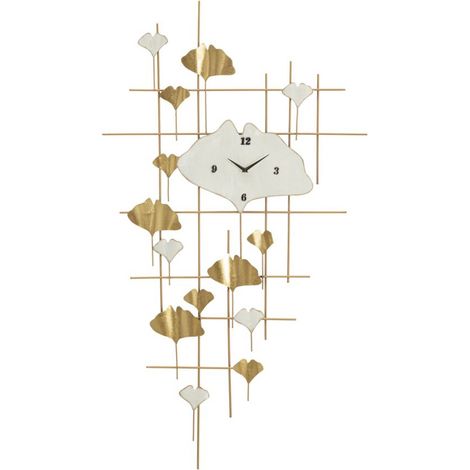 Orologio da parete Tow in ferro oro con foglie di ginkgo