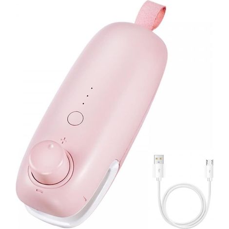 1 mini scelleuse rose, scelleuse sous vide thermique rechargeable USB 2 en 1 (1/5)
