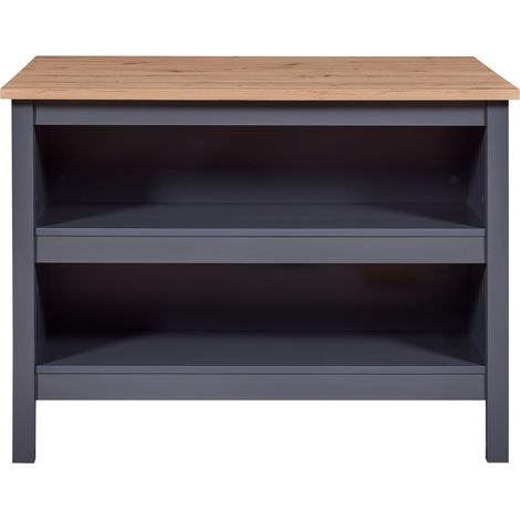 Meuble de cuisine en bois coloris anthracite / Artisan Chêne - longueur 124 x profondeur 75 x hauteur 91 cm -PEGANE- (1/5)