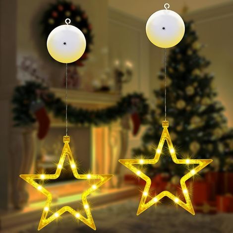 Lumière de Fenêtre à Ventouse LED, 2 Pièces Lumières de Ventouse de Noël, LED Rideau Suspendu Lumière, Lumière de Fenêtre de Noël Suspendue avec Ventouse pour Décoration de Noël, Fête, Mariage (1/5)