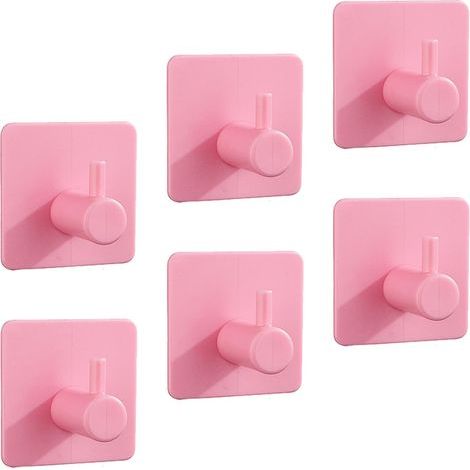 Lot de 6 crochets adhésifs roses en plastique pour peignoirs et serviettes de bain, pour une suspension facile sur les murs de la salle de bain, de la cuisine et plus encore. Crochet adhésif puissant (1/5)