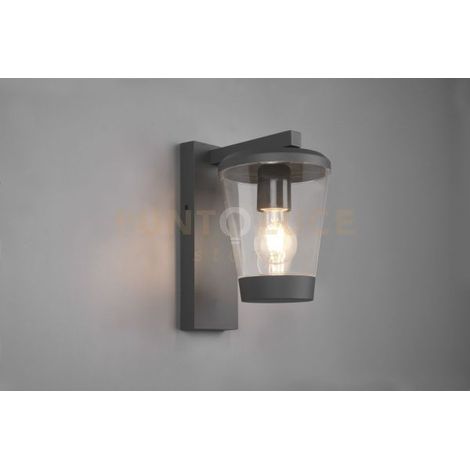 CAVADO APPLIQUE DA ESTERNO ANTRACITE CON DIFFUSORE TRASPARENTE IP44 H. 28CM 1 LUCE ATTACCO E27
