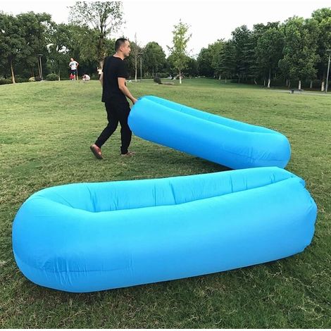 Chaise longue gonflable, canapé gonflable rapide portable avec sac de transport, sac de couchage pliable canapé paresseux étanche anti-fuite pour plage, piscine, camping, extérieur (1/4)