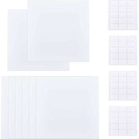 8 Feuille de Recouvrement de Trou Mural avec 60 Autocollants en Plastique Plaque de 30cm Plaque de Recouvrement Anti Poussière Plaque Carrée Givrée Vierge pour Le Recouvrement de Trou (1/5)