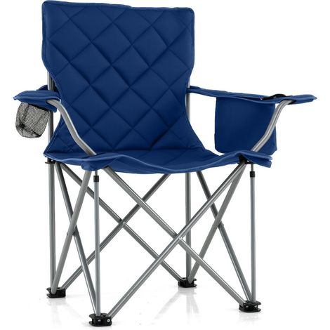 Silla de camping plegable para exterior 97 x 55 x 102 cm confort óptimo diseño ergonómico en tejido Oxford azul marino 200018659