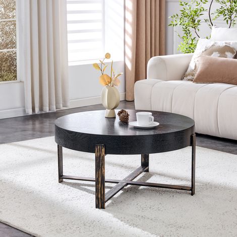 Mesa centro redonda industrial MDF metal 68 cm OKMYHOME (1/5)