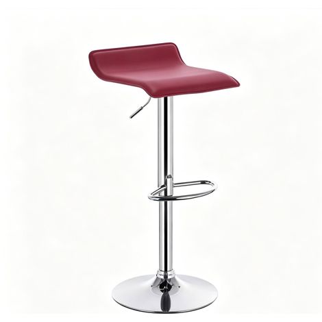 CHICFURN Sgabello da bar girevole regolabile 62-84 cm in similpelle bordeaux per cucina (1/5)