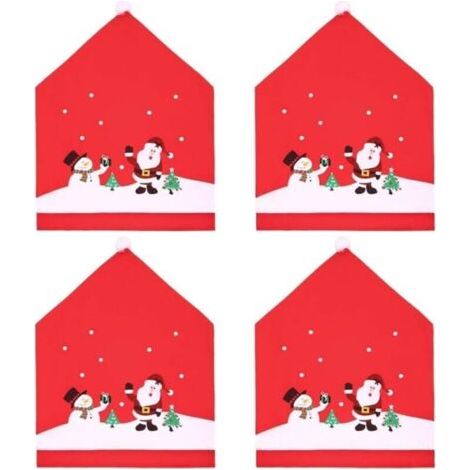 BUNTHAUS Housses de chaise de noël, 4 pièces, décoration de chaise pour fête de noël et dîner，décorations de Noël (1/4)