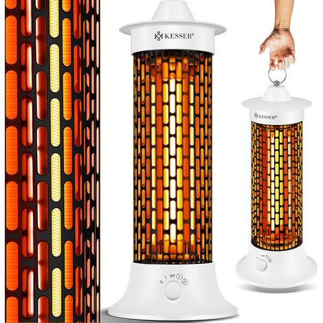 KESSER® Standheizstrahler Infrarotheizung 1200W Heizstrahler Energieeffiziente Heizung Innenraum mit 360° Oszillation Infrarotheizung Standgerät Weiß