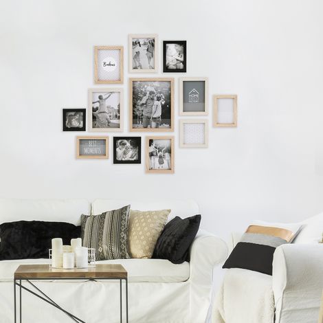 Lot de 12 Cadres Photo - HOME DECO FACTORY - Noir et Beige