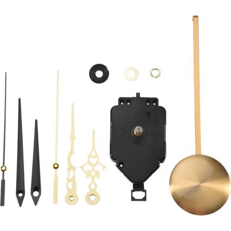 Selbstbausatz für ein Quarz-Pendeluhrwerk, inklusive 2 verschiedenen Zeigerpaaren und Ersatzteilen zur Reparatur einer Wanduhr. (1/5)
