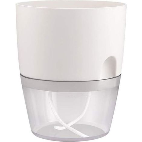 Lot de 2 pots de fleurs à arrosage automatique pour intérieur et extérieur (blanc, taille L)