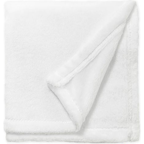 Couverture en peluche douce et moelleuse, 220 x 240 cm, blanche, chaude et câline, jeté en polaire (1/5)