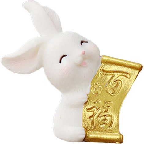 Statue de lapin décorative pour bureau, sculpture de paysage, cadeau idéal pour la fête du printemps ou un anniversaire.-3.8cmx4.2cm