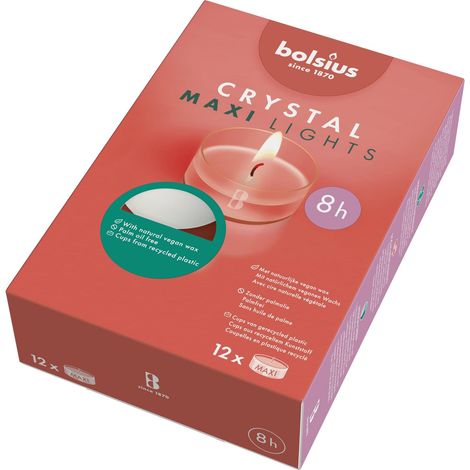 Maxi XL Bougies chauffe-plat - Verre transparent - Blanc - Boîte de 12 bougies chauffe-plat transparentes - Longue durée de combustion de 8 heures - Décoration intérieure - Sans fumée (1/3)