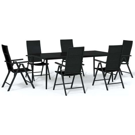 Maison Exclusive - Set Mobili da Pranzo per Giardino 7 pz Nero (1/5)