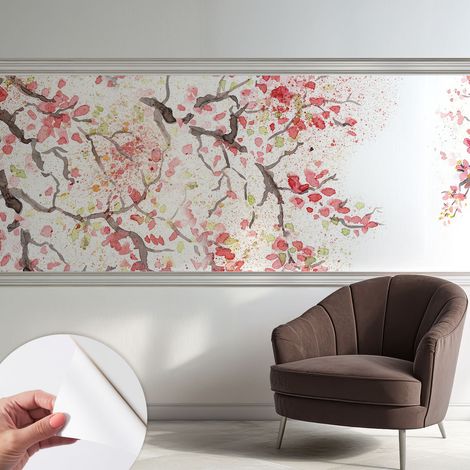 Carta da parati autoadesiva - Fotomurale adesivo - soggiorno moderno - resistente - Rami in fiore 250x104 cm (1/5)