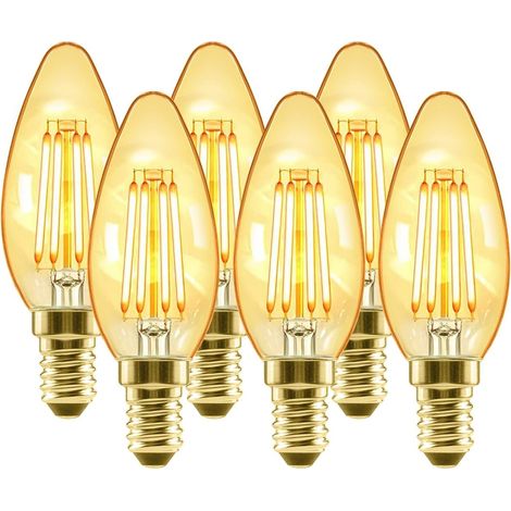 Ampoule LED E14 Filament 4W Blanc Chaud 2500K Verre Vintage Non Dimmable Équivalent 35W pour Lustres et Décoration Intérieure Lot de 6 (1/5)