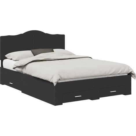 Maison Exclusive - Bettrahmen mit Kopfteil Schwarz 140 x 190 cm H