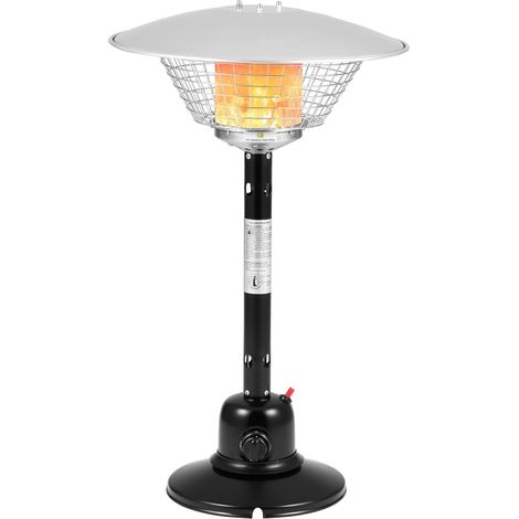 COSTWAY Cheminée de Table au Gaz Propane de 4 KW, Chauffage Extérieur avec Régulateurs de Pression/Conduites de Gaz Protection Contre Basculement et Surchauffe avec 2 Réglages de Chaleur (Noir) (1/4)