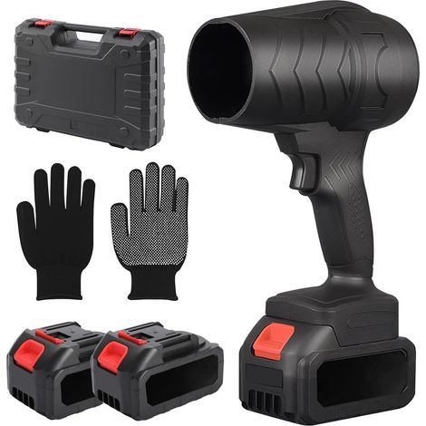Mini sèche-cheveux à piles, 16 000 tr/min, équipé de deux batteries de 2 000 mAh, dépoussiéreur/sèche-cheveux électrique, utilisé pour enlever les feuilles mortes et la poussière des voitures.