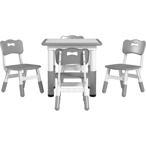 Ensemble table et chaises pour enfants 5 pièces avec 4 chaises réglables en hauteur, gris