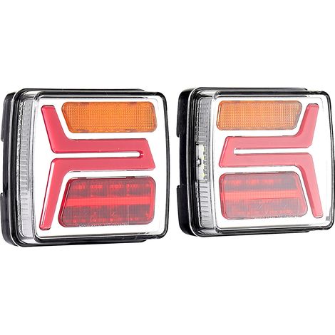Mophorn Kit de Feux Carrés pour Remorque 2 Pièces, comprenant Feux Arrière, Stop, Clignotants et Éclairage de Plaque d'Immatriculation, Ensemble Étanche 12 V avec Câblage, adapté aux Bateaux, Camions (1/5)