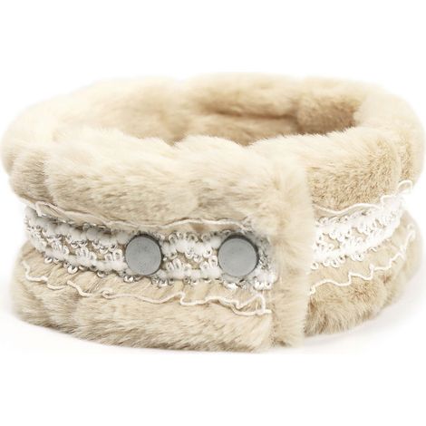 Collare decorativo in ecopelliccia con pizzo modello Victoria per cani