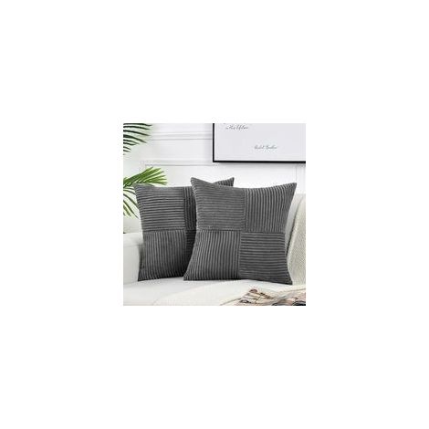 Lot de 2 housses de coussin en velours côtelé, 45x45 cm, motif croisé, modernes, décoratives pour canapé, chambre, chaise.
