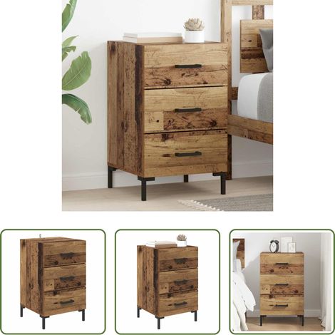 Nachttisch Altholz -  Nachttisch mit Schubladen Altholz 40 x 40 x 66 cm Holzwerkstoff