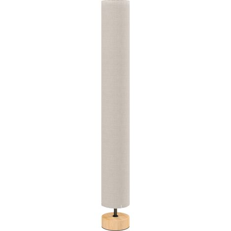 Lampadaire sur pied de salon avec abat-jour en lin, interrupteur au pied, 2 douilles E27, hauteur 120 cm, couleur beige (1/5)