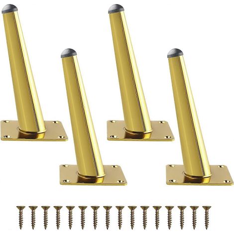 Pieds de table basse réglables en métal de 30 cm, ensemble de 4 pièces doré, pieds de remplacement coniques pour meubles avec vis, adaptés aux armoires, lits, penderies, diamètre de 15 cm, doré. (1/5)