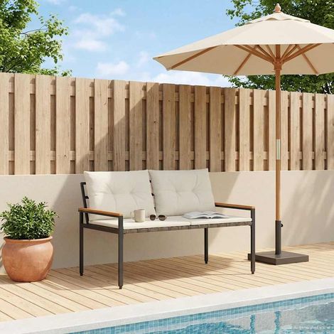 Teenpull – Bank Outdoor 2 -Seater 116 x 67,5 x 72 cm Poly-Rattan Cremeweiß (1/5)