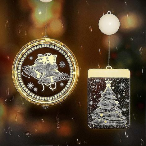 Lot de 2 guirlandes lumineuses de Noël extérieures, guirlande 3D à suspendre pour sapin de Noël, guirlande pour sapin de Noël intérieur/extérieur, chambre à coucher (1/5)