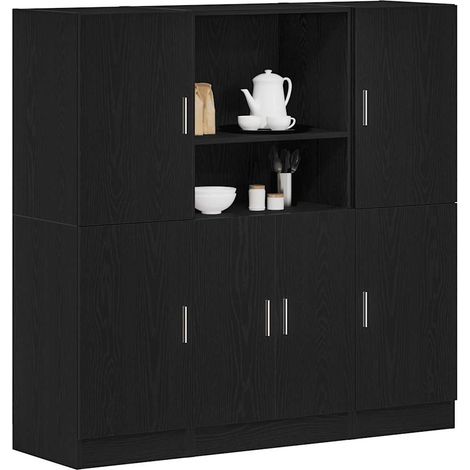 3-tlg. Küchenschrank-Set Schwarz Holzwerkstoff