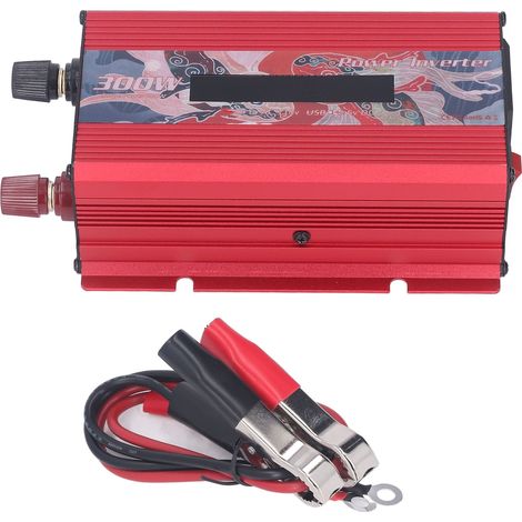 Onduleur 300W DC vers AC 110V, affichage LCD, haute efficacité de conversion, refroidissement rapide, rouge, 24V CC (21-29V) (1/5)