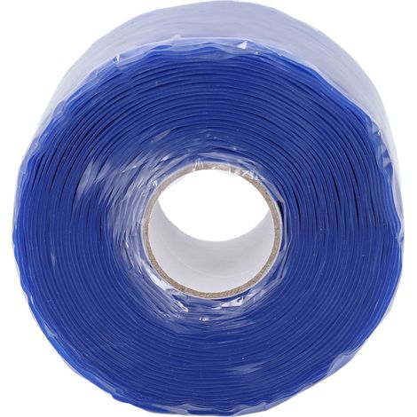 Ruban adhésif de réparation en caoutchouc silicone, 5 m de long, 50 mm de large, 0,8 mm d'épaisseur, pour tuyaux d'arrosage. Bleu. (1/5)