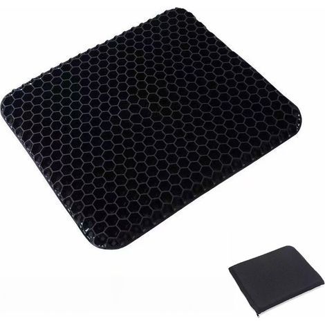 Coussin de Siège en Gel, Coussin de Gel Respirant avec Housse Antidérapant pour Voiture/Bureau/Fauteuil Roulant-Noir (1/4)