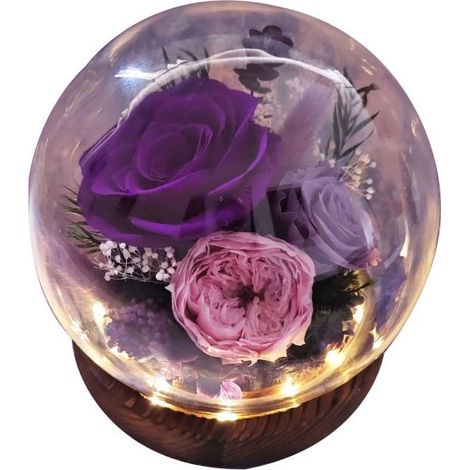 Fleurs stabilisées sous cloche en verre - Cadeaux pour votre petite amie/épouse à l'occasion de la fête de Qixi, de la Saint-Valentin, de Noël, d'une remise de diplôme ou d'un anniversaire (1/5)