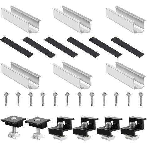XEPHO Support de Panneau Solaire, Kit de Montage Solaire, Fixation Panneau Solaire de 30 à 35 mm réglables, Solaire Photovoltaïque pour 2 panneaux, avec écrous et Vis, Support de Centrale de Balcon