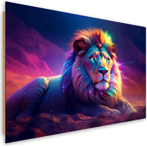 Deco panel print, Neon Lion Africa - 90x60 (1/5)